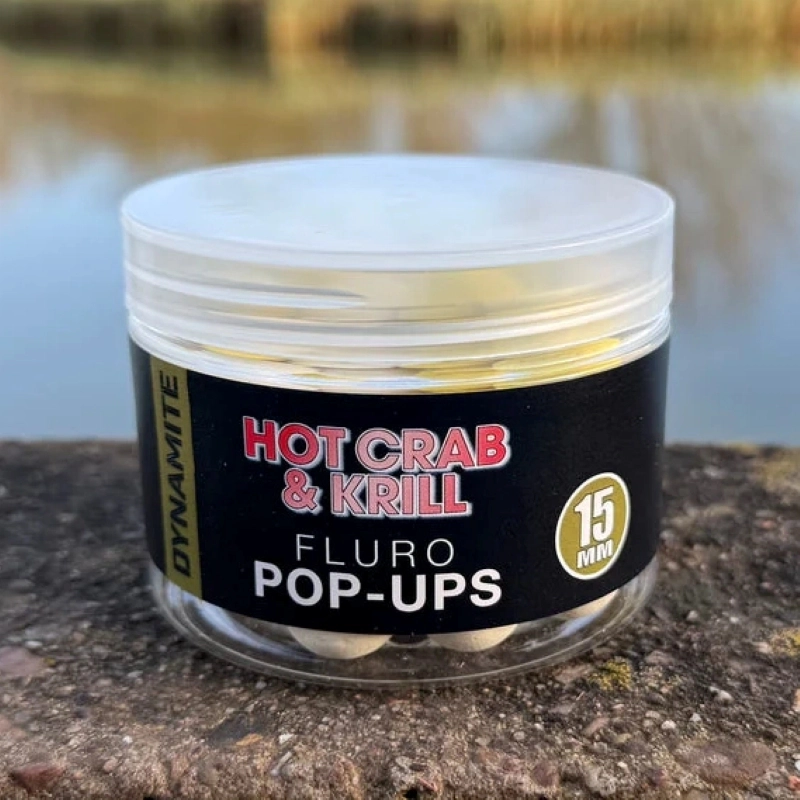Dynamite Baits Hot Crab & Krill Fluro Pop Ups 15mm